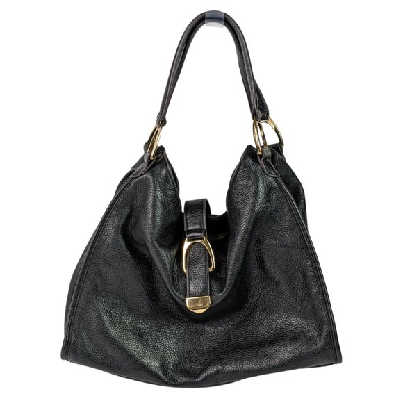 G.I.L.I. Handbags - G.I.L.I. Stirrup Hobo Satchel Genuine Leather Black Shoulder Bag, Large